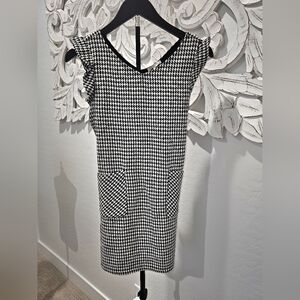 Girls Copper Key Black and White Houndstooth Midi Dress - NWT